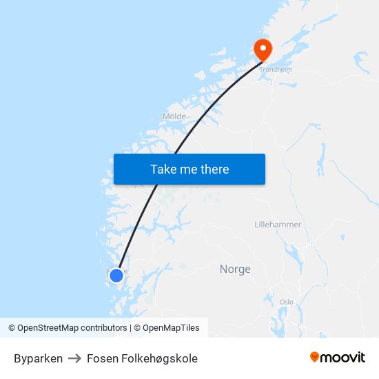 Byparken to Fosen Folkehøgskole map