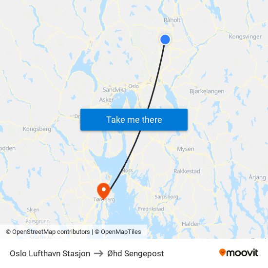 Oslo Lufthavn Stasjon to Øhd Sengepost map