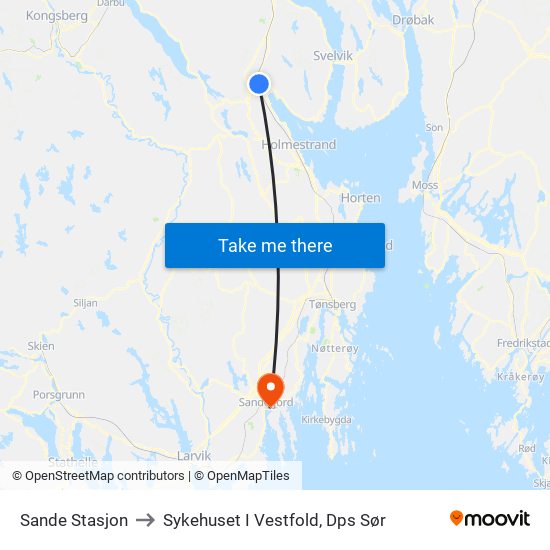 Sande Stasjon to Sykehuset I Vestfold, Dps Sør map