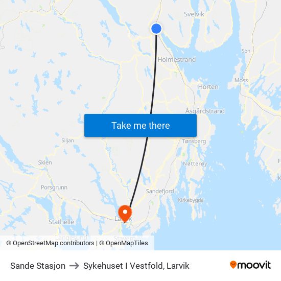 Sande Stasjon to Sykehuset I Vestfold, Larvik map