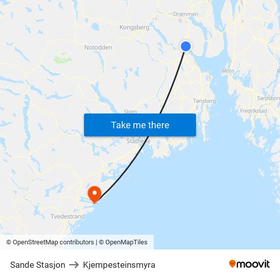 Sande Stasjon to Kjempesteinsmyra map