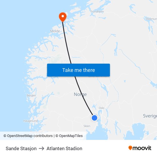 Sande Stasjon to Atlanten Stadion map