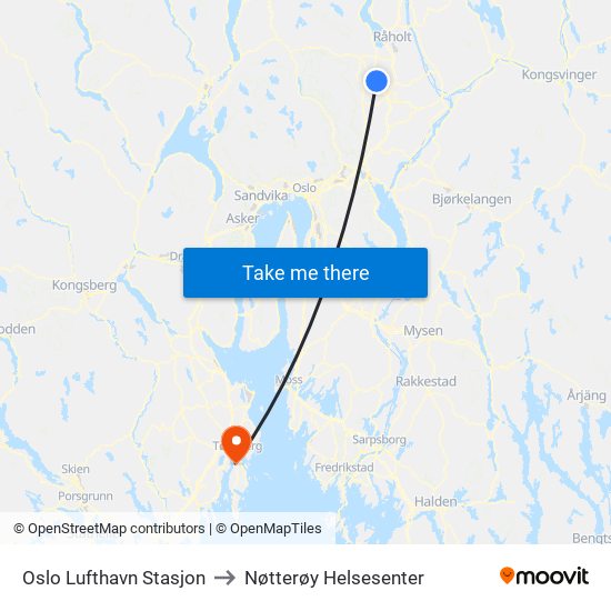 Oslo Lufthavn Stasjon to Nøtterøy Helsesenter map