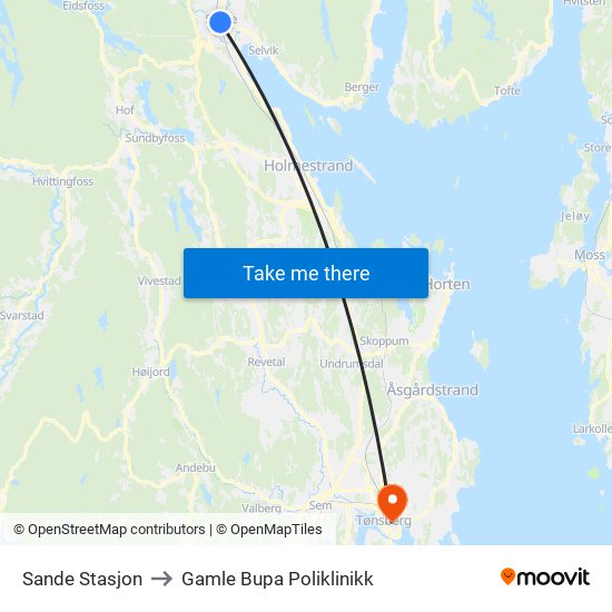 Sande Stasjon to Gamle Bupa Poliklinikk map