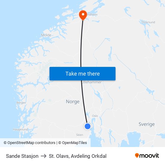 Sande Stasjon to St. Olavs, Avdeling Orkdal map