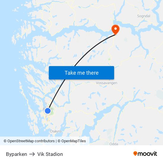 Byparken to Vik Stadion map