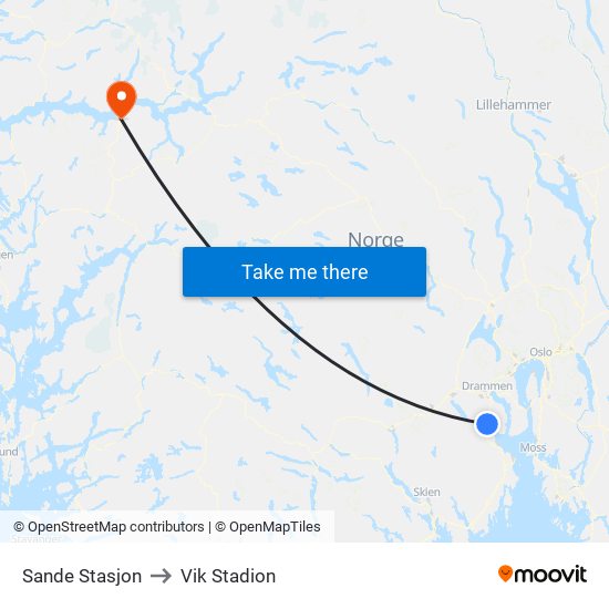 Sande Stasjon to Vik Stadion map