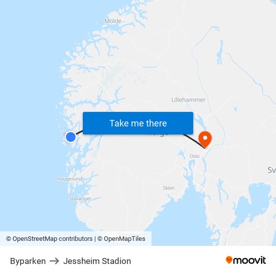 Byparken to Jessheim Stadion map