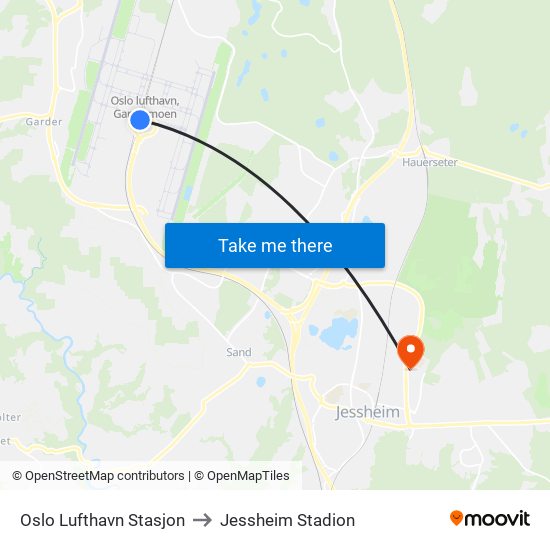Oslo Lufthavn Stasjon to Jessheim Stadion map