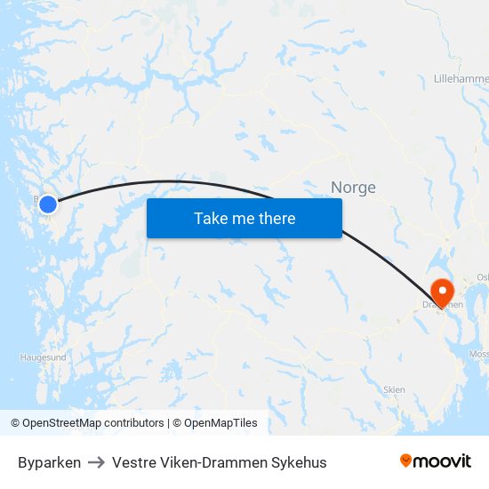 Byparken to Vestre Viken-Drammen Sykehus map