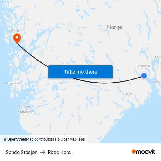 Sande Stasjon to Røde Kors map