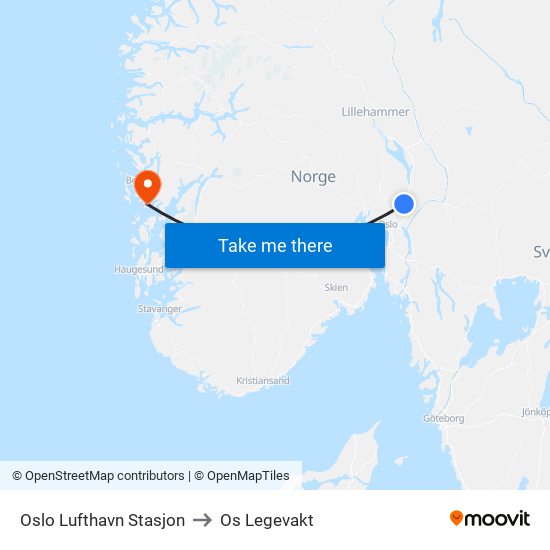 Oslo Lufthavn Stasjon to Os Legevakt map