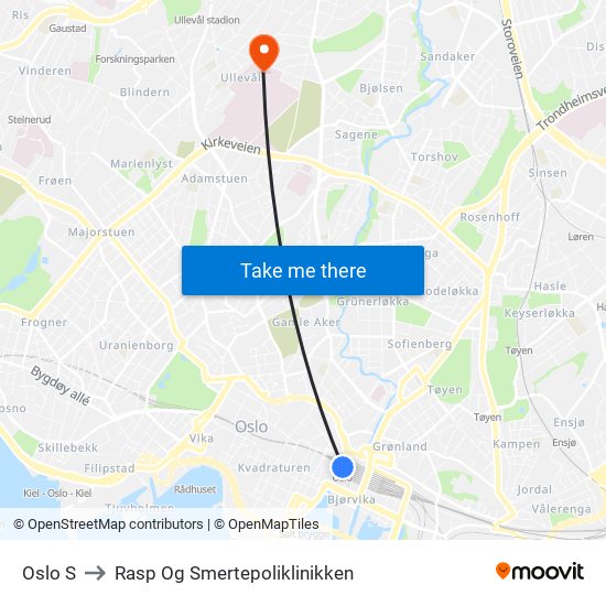Oslo S to Rasp Og Smertepoliklinikken map
