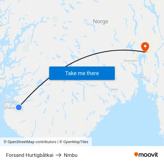 Forsand Hurtigbåtkai to Nmbu map