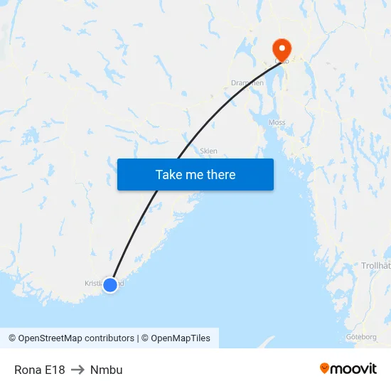 Rona E18 to Nmbu map