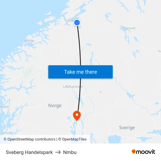 Sveberg Handelspark to Nmbu map