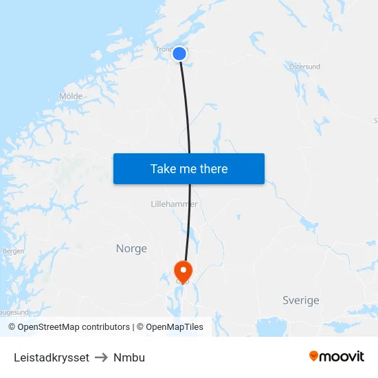 Leistadkrysset to Nmbu map