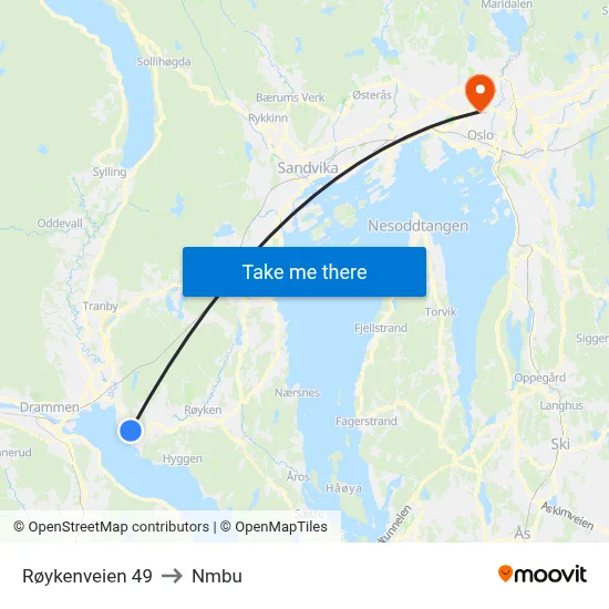 Røykenveien 49 to Nmbu map