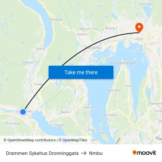 Dronninggata to Nmbu map