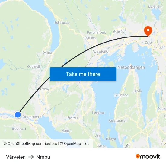 Vårveien to Nmbu map