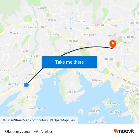 Oksenøyveien to Nmbu map