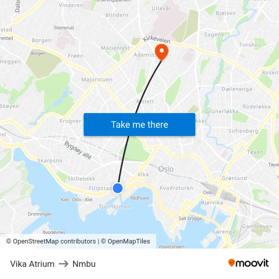 Vika Atrium to Nmbu map