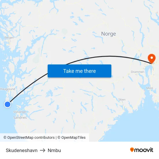 Skudeneshavn to Nmbu map