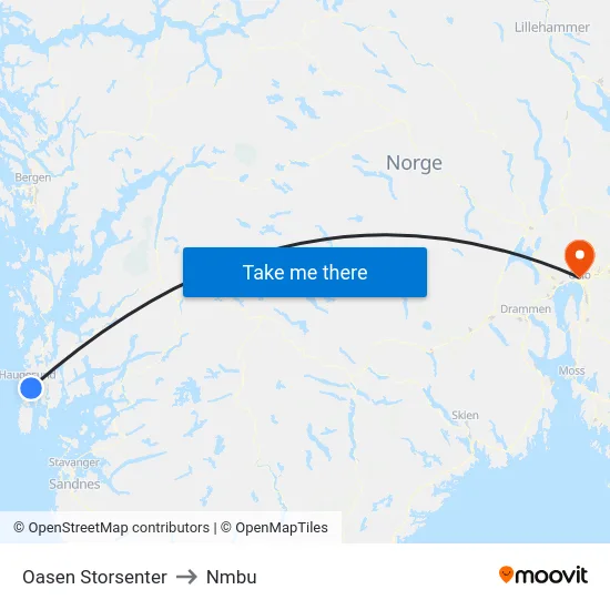 Oasen Storsenter to Nmbu map