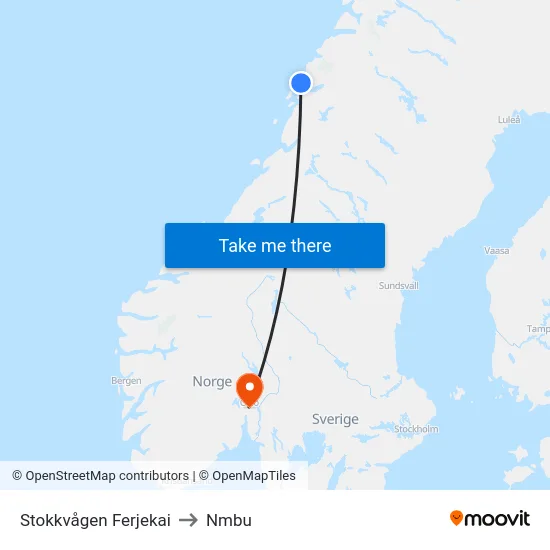 Stokkvågen Ferjekai to Nmbu map