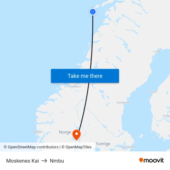 Moskenes Kai to Nmbu map