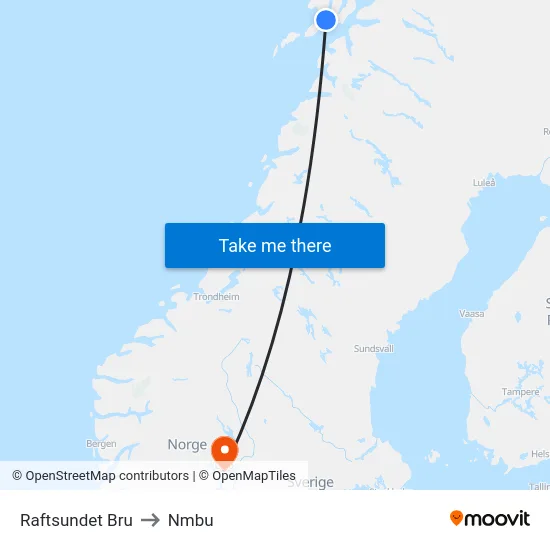 Raftsundet Bru to Nmbu map