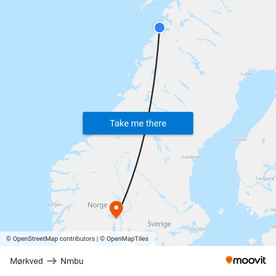 Mørkved to Nmbu map
