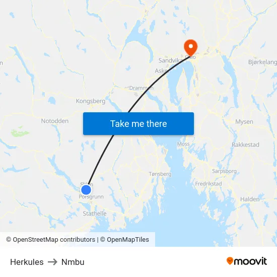 Herkules to Nmbu map