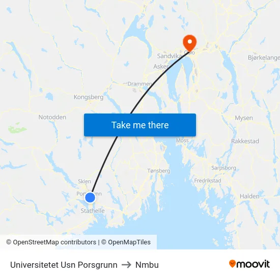 Universitetet Usn Porsgrunn to Nmbu map