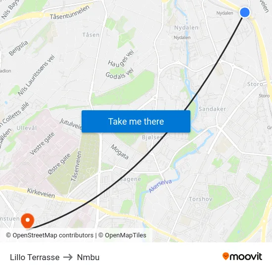 Lillo Terrasse to Nmbu map