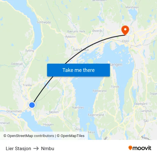 Lier Stasjon to Nmbu map