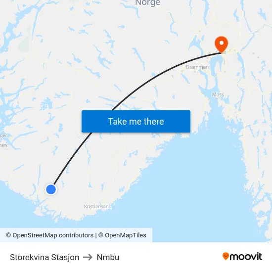 Storekvina Stasjon to Nmbu map