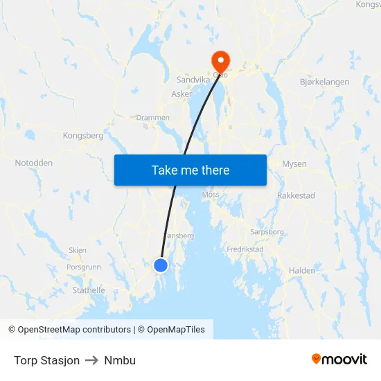Torp Stasjon to Nmbu map