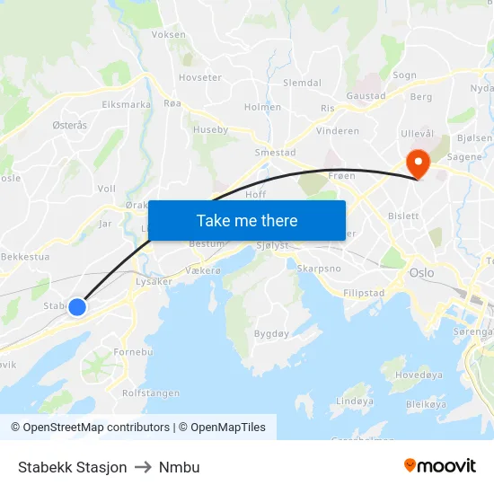 Stabekk Stasjon to Nmbu map