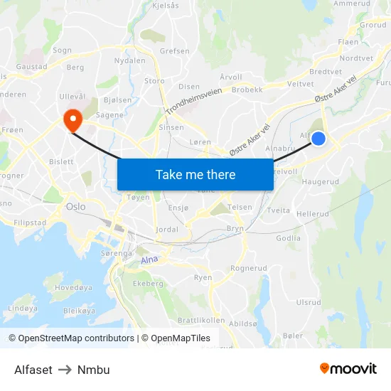 Alfaset to Nmbu map