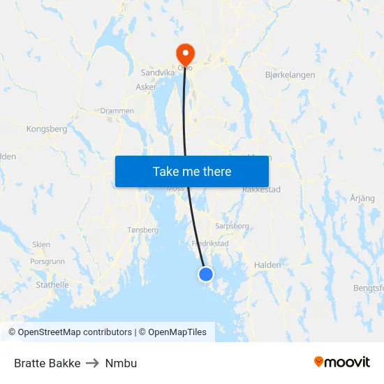 Bratte Bakke to Nmbu map
