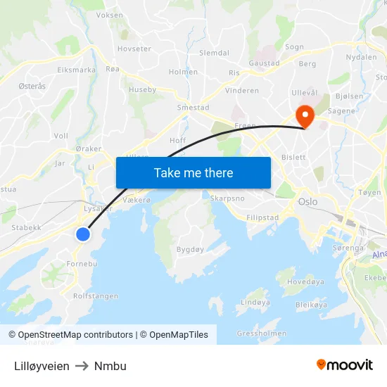 Lilløyveien to Nmbu map