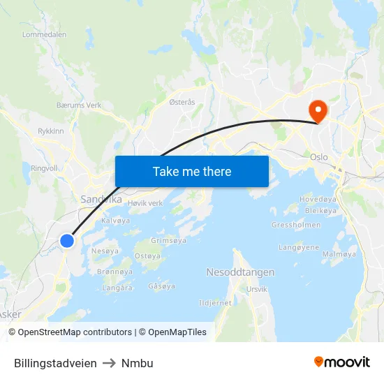 Billingstadveien to Nmbu map