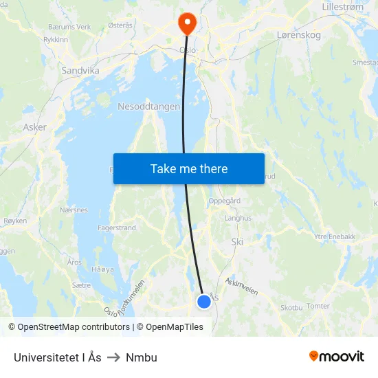 Universitetet I Ås to Nmbu map