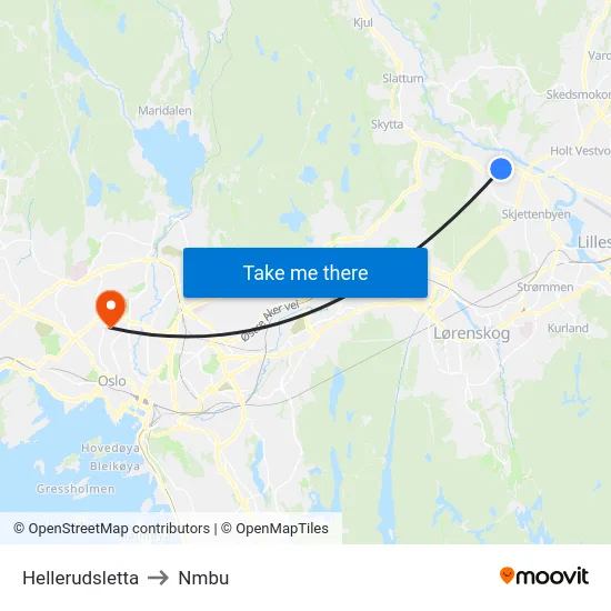 Hellerudsletta to Nmbu map