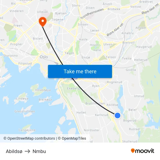 Abildsø to Nmbu map
