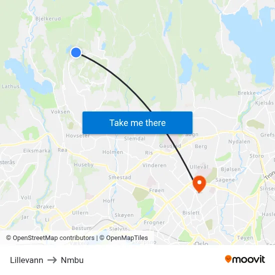 Lillevann to Nmbu map