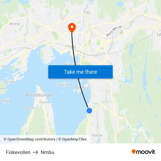 Fiskevollen to Nmbu map
