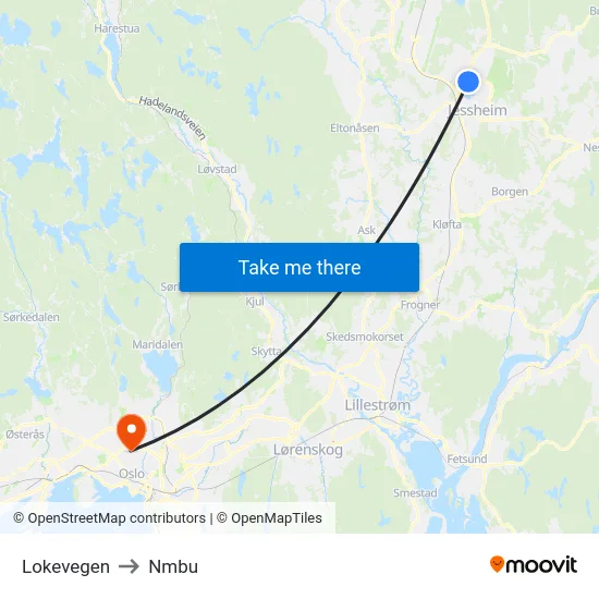 Lokevegen to Nmbu map