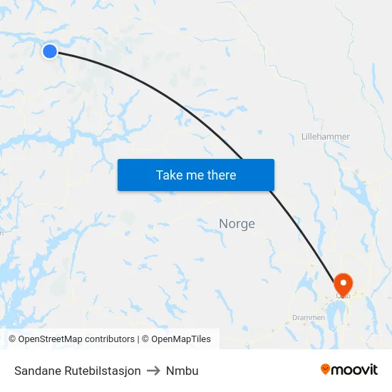 Sandane Rutebilstasjon to Nmbu map